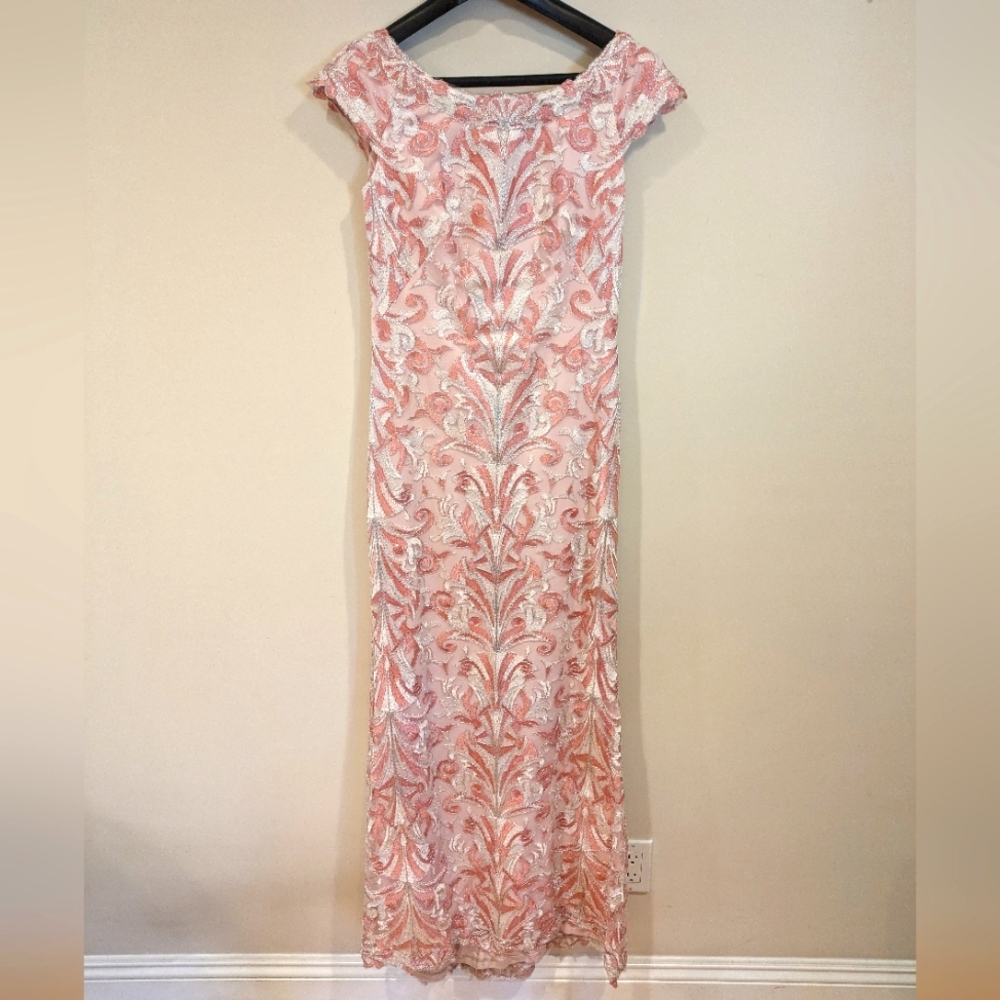 Pink Embroidered Tadashi Shoji Size 6 Dress